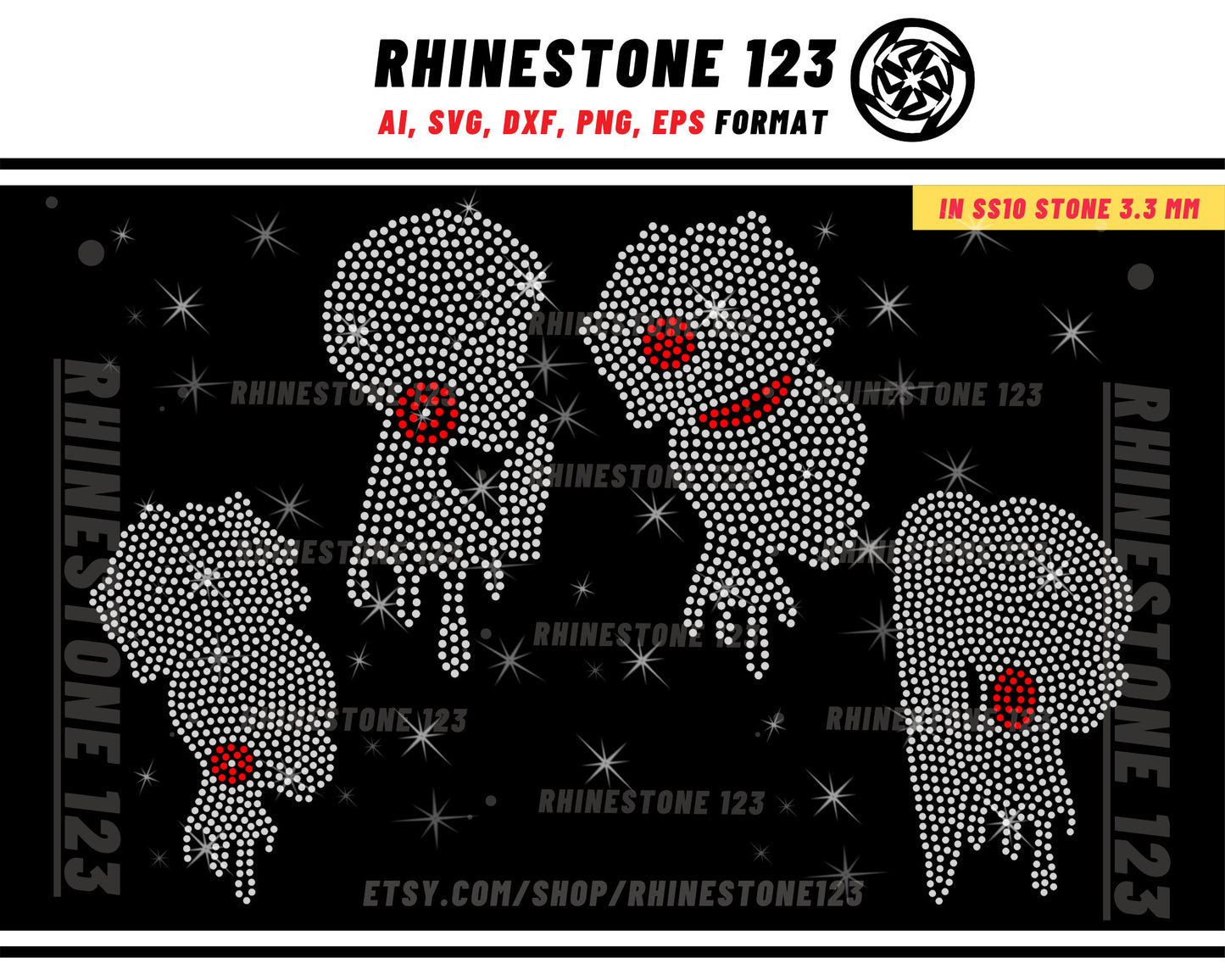 AFRO GIRL DRIP Rhinestone Template for Cricut rhinestone template material rhinestone 10ss Instant Download File ai svg png cdr dxf eps Set2