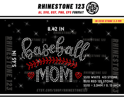 Baseball Mom Rhinestone Templates for Cricut rhinestone template material rhinestone 10ss Instant Download File ai svg png cdr dxf eps