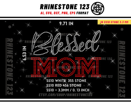 Blessed Mom Rhinestone Templates for Cricut rhinestone template material rhinestone 10ss Instant Download File ai svg png cdr dxf eps