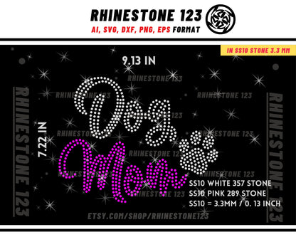 Dog Mom Rhinestone Templates for Cricut rhinestone template material rhinestone 10ss Instant Download File ai svg png cdr dxf eps