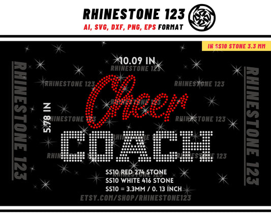 Cheer Coach Rhinestone Template for Cricut rhinestone template material rhinestone 10ss Instant Download File svg eps png dxf ai cdr