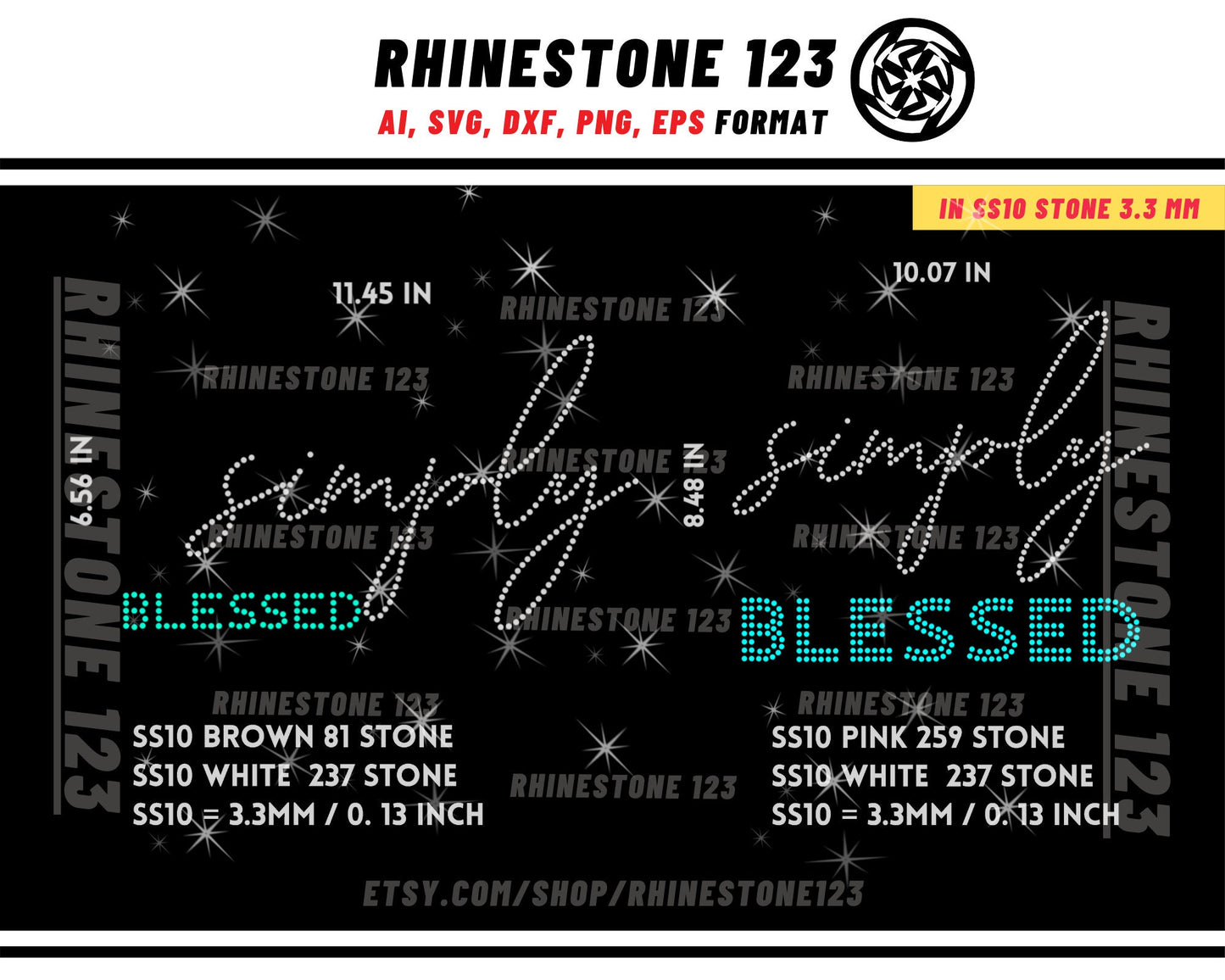 Simply Blessed Rhinestone Template for Cricut rhinestone template material rhinestone SS10 Instant Download File svg eps png dxf ai cdr