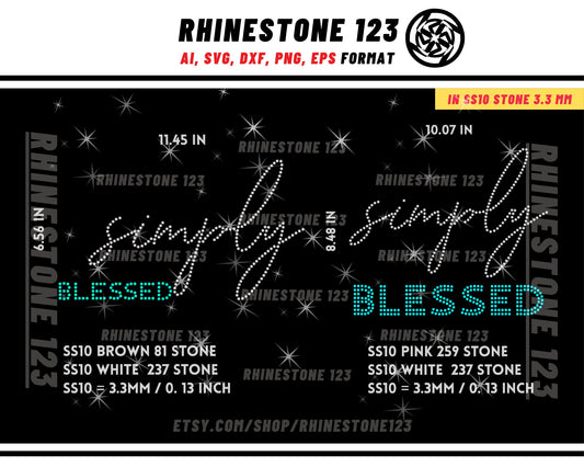 Simply Blessed Rhinestone Template for Cricut rhinestone template material rhinestone SS10 Instant Download File svg eps png dxf ai cdr