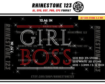 Girl Boss Rhinestone Template for Cricut rhinestone template material rhinestone SS10 Instant Download File svg eps png dxf ai cdr