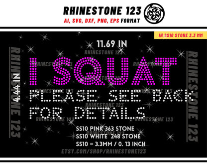 I Squat Rhinestone Template for Cricut rhinestone template material rhinestone SS10 Instant Download File svg eps png dxf ai cdr