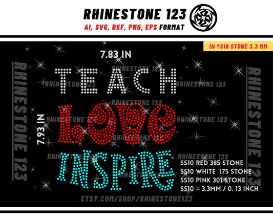 Teach Love Inspire Rhinestone Template for Cricut rhinestone template material rhinestone SS10 Instant Download File svg eps png dxf ai cdr