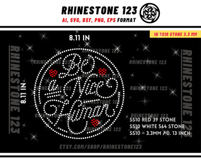 Be A Nice Human Rhinestone Template for Cricut rhinestone template material rhinestone 10ss Instant Download File svg eps png dxf ai cdr