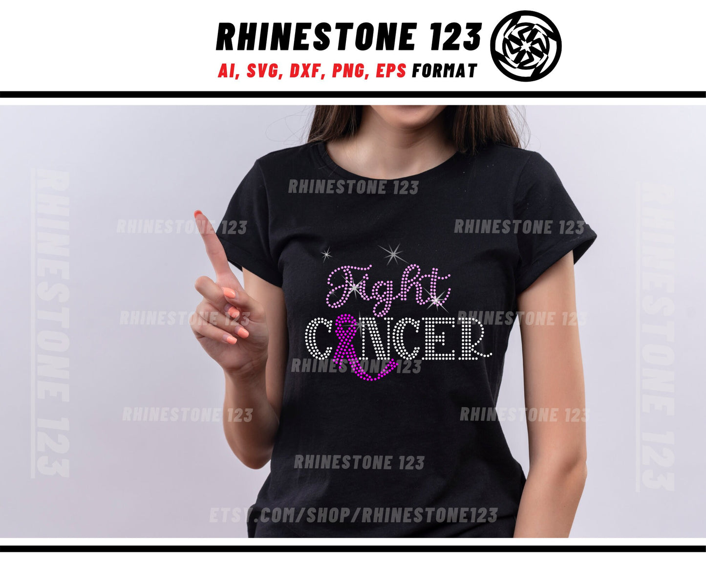 Fight Cancer Rhinestone Template for Cricut rhinestone template material rhinestone 10ss Instant Download File svg eps png dxf ai cdr