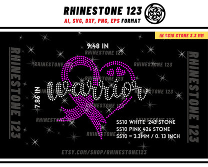 Cancer Warrior Rhinestone Template for Cricut rhinestone template material rhinestone SS10 Instant Download File svg eps png dxf ai cdr