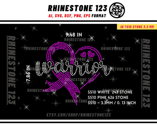 Cancer Warrior Rhinestone Template for Cricut rhinestone template material rhinestone SS10 Instant Download File svg eps png dxf ai cdr