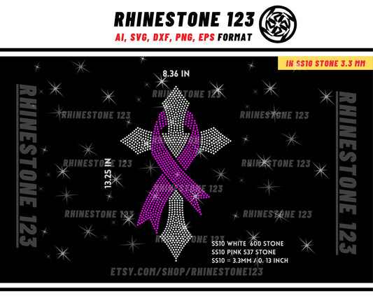 Cancer Christ Cross Rhinestone Template for Cricut rhinestone template material rhinestone SS10 Instant Download File svg eps png dxf ai cdr