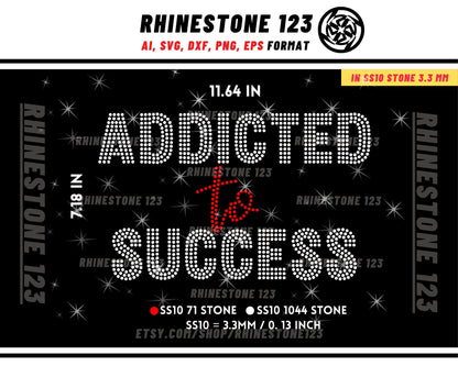 Addicted To Success Rhinestone Template for Cricut rhinestone template material rhinestone SS10 Instant Download File svg eps png dxf ai cdr