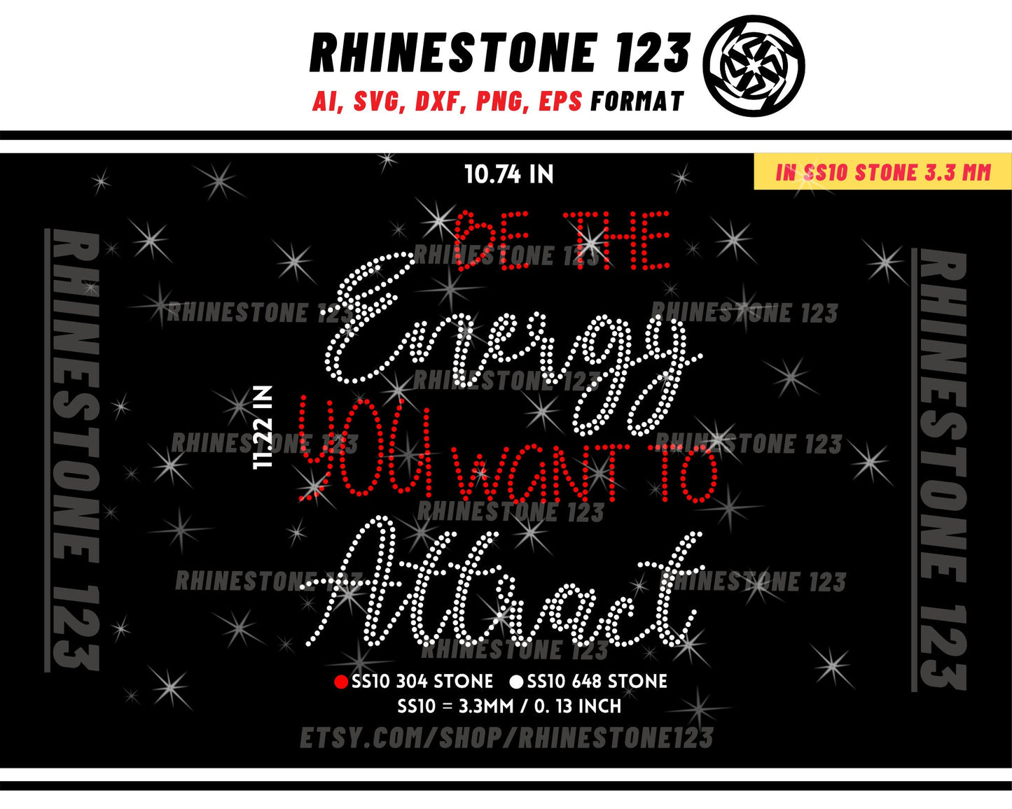 Be The Energy Rhinestone Template for Cricut rhinestone template material rhinestone SS10 Instant Download File svg eps png dxf ai cdr