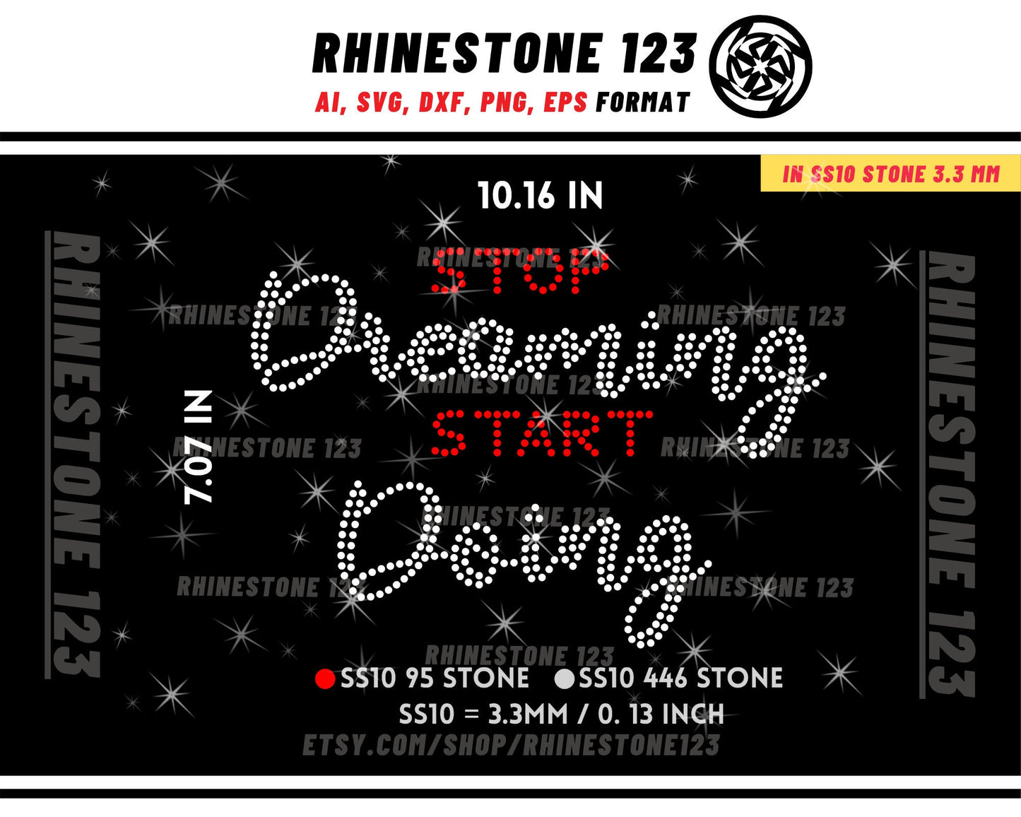 Stop Dreaming Start Doing Rhinestone Template for Cricut rhinestone template material rhinestone SS10 Instant Download File svg eps png dxf