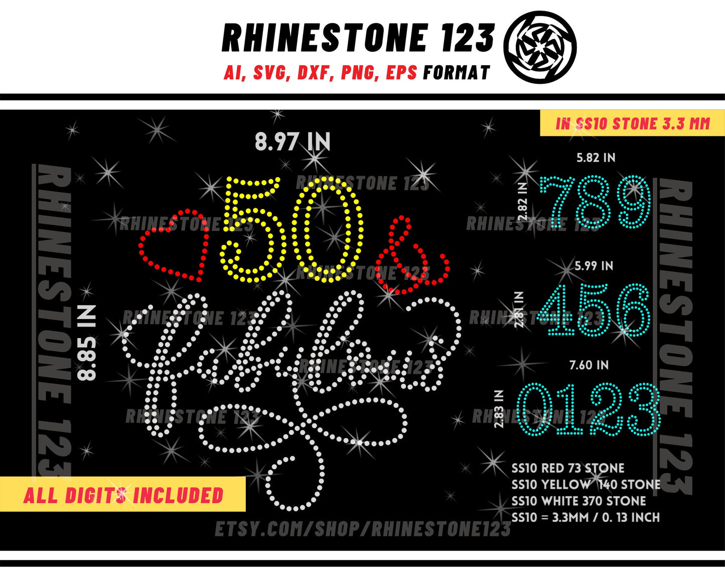 50 AND FABULOUS Rhinestone Template for Cricut rhinestone template material rhinestone 10ss Instant Download File svg eps png dxf ai cdr