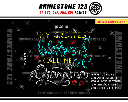 Blessing Grandma Rhinestone Template for Cricut rhinestone template material rhinestone SS10 Instant Download File svg eps png dxf ai cdr