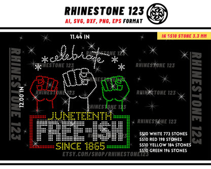 Juneteenth Hand Fist Victory Freeish Rhinestone Template for Cricut rhinestone SS10 Instant Download File svg eps png dxf ai cdr