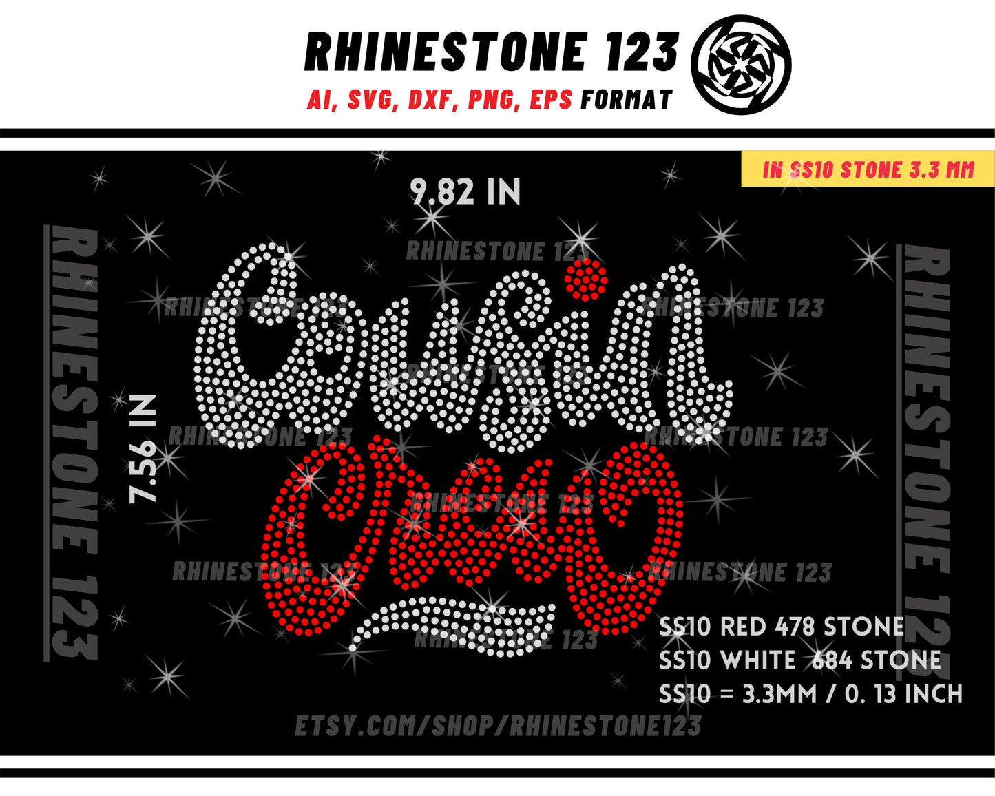 Cousin Crew Rhinestone Template for Cricut rhinestone template material rhinestone SS10 Instant Download File svg eps png dxf ai cdr