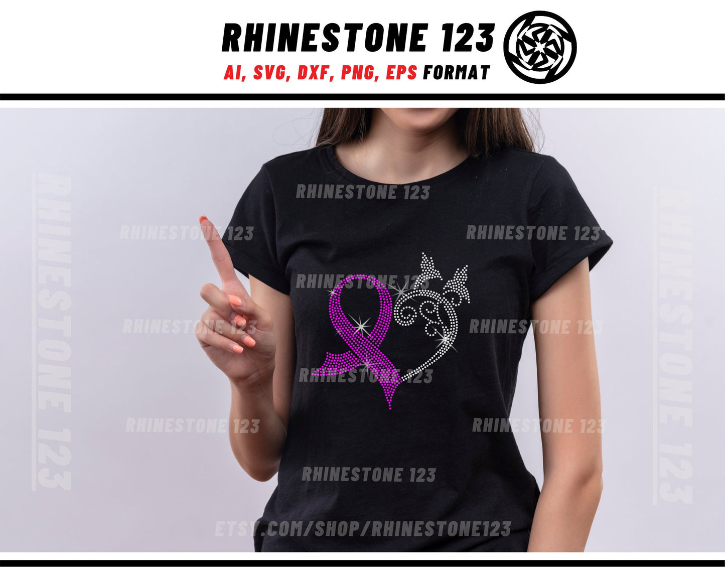 Cancer Heart Rhinestone Template for Cricut rhinestone template material rhinestone SS10 Instant Download File svg eps png dxf ai cdr