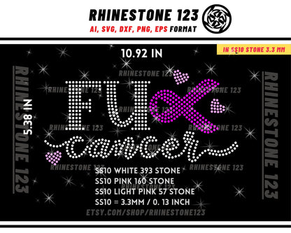 Fuck Cancer Rhinestone Template for Cricut rhinestone template material rhinestone 10ss Instant Download File svg eps png dxf ai cdr