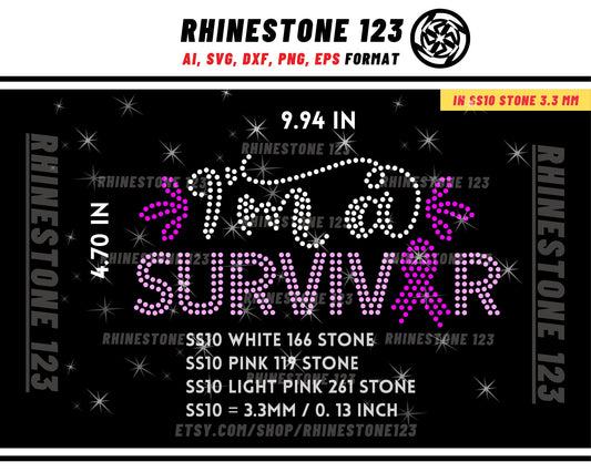 Cancer Survivor Rhinestone Template for Cricut rhinestone template material rhinestone 10ss Instant Download File svg eps png dxf ai cdr