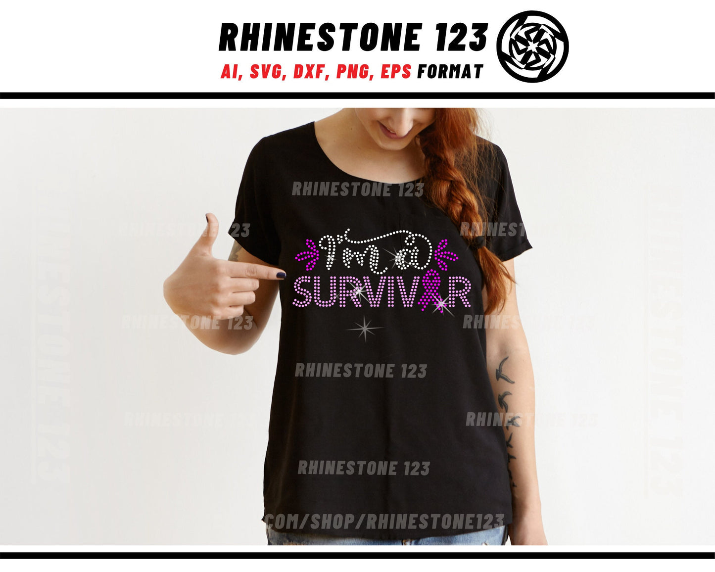 Cancer Survivor Rhinestone Template for Cricut rhinestone template material rhinestone 10ss Instant Download File svg eps png dxf ai cdr