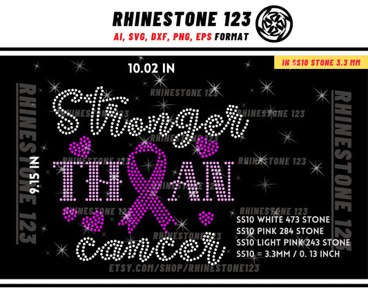 Stronger Than Cancer Rhinestone Template for Cricut rhinestone template material rhinestone 10ss Instant Download File svg eps png dxf cdr