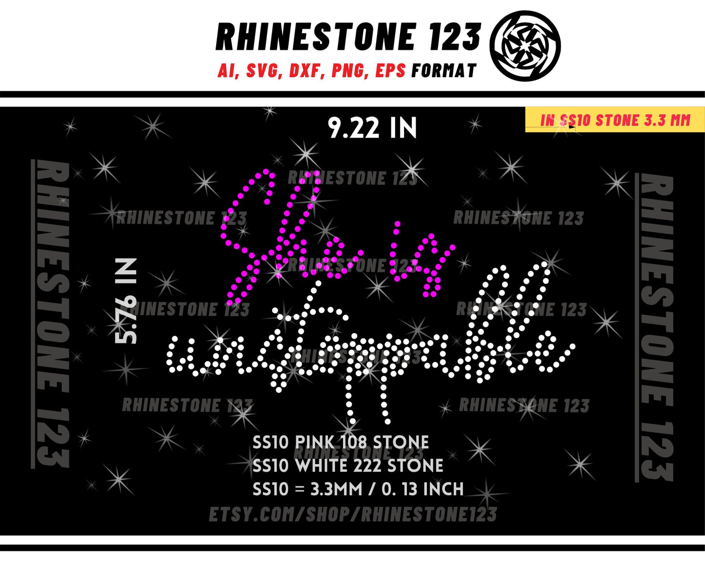 She Is Unstoppable Rhinestone Template for Cricut rhinestone template material rhinestone 10ss Instant Download File svg eps png dxf ai cdr