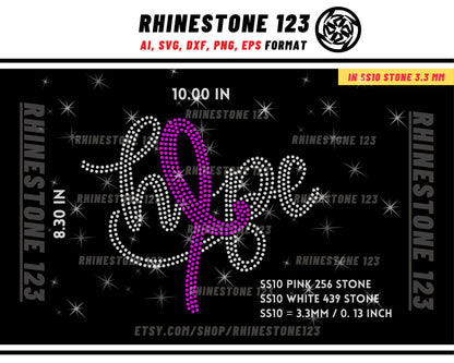 Cancer Hope Rhinestone Template for Cricut rhinestone template material rhinestone SS10 Instant Download File svg eps png dxf ai cdr