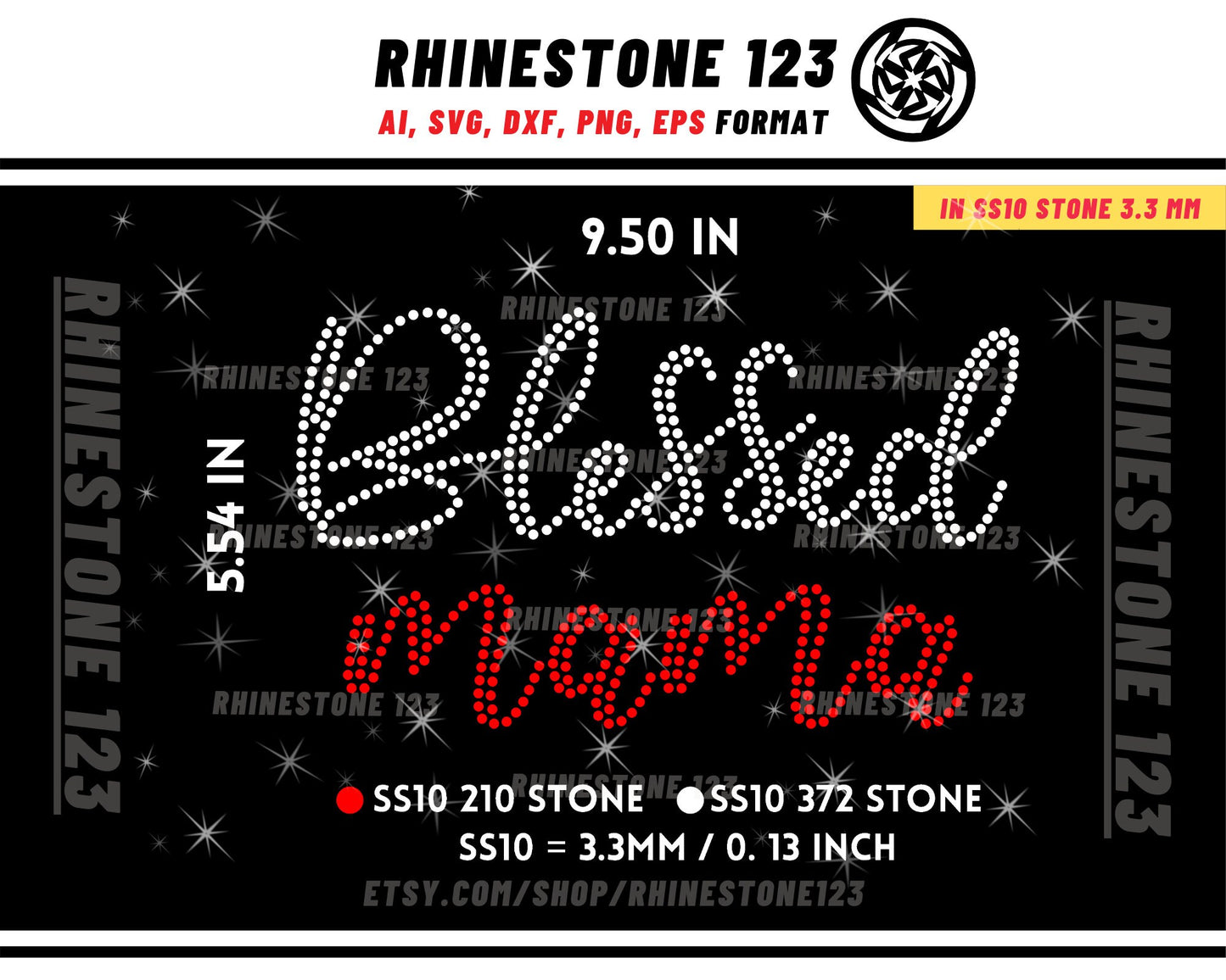 Blessed mama Rhinestone Template for Cricut rhinestone template material rhinestone SS10 Instant Download File svg eps png dxf ai cdr