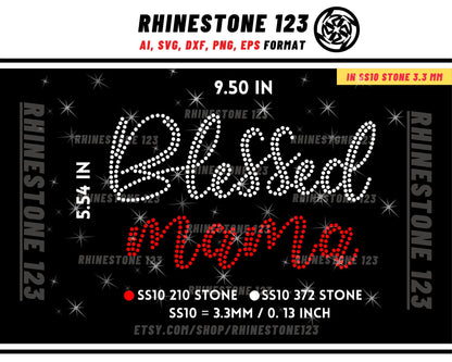 Blessed mama Rhinestone Template for Cricut rhinestone template material rhinestone SS10 Instant Download File svg eps png dxf ai cdr