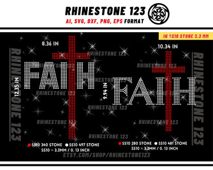 Christ Cross Faith Rhinestone Template for Cricut rhinestone template material rhinestone SS10 Instant Download File svg eps png dxf ai cdr