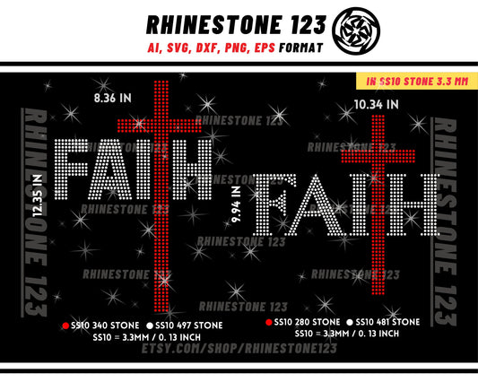 Christ Cross Faith Rhinestone Template for Cricut rhinestone template material rhinestone SS10 Instant Download File svg eps png dxf ai cdr