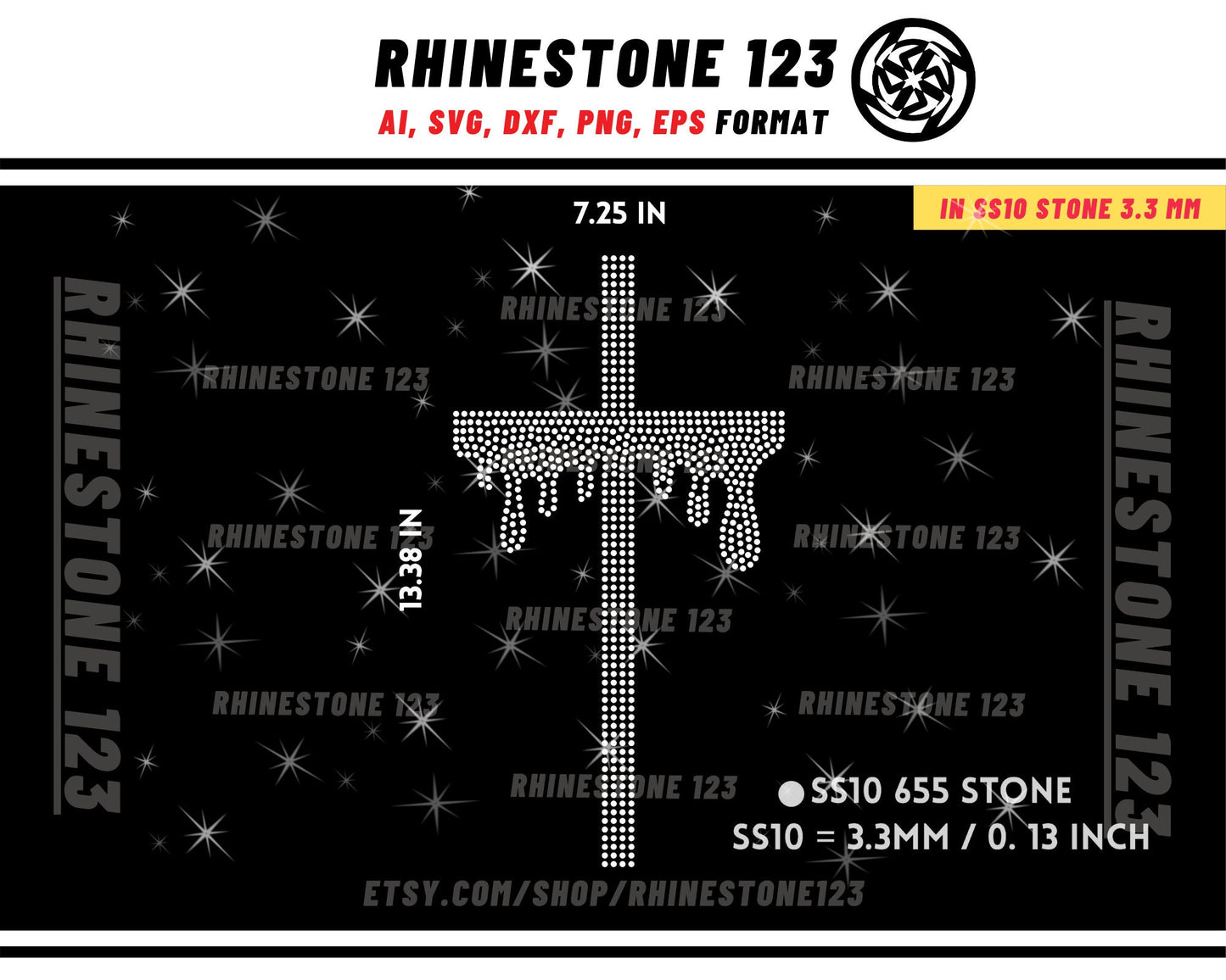 Drip Christ Cross Rhinestone Template for Cricut rhinestone template material rhinestone SS10 Instant Download File svg eps png dxf ai cdr