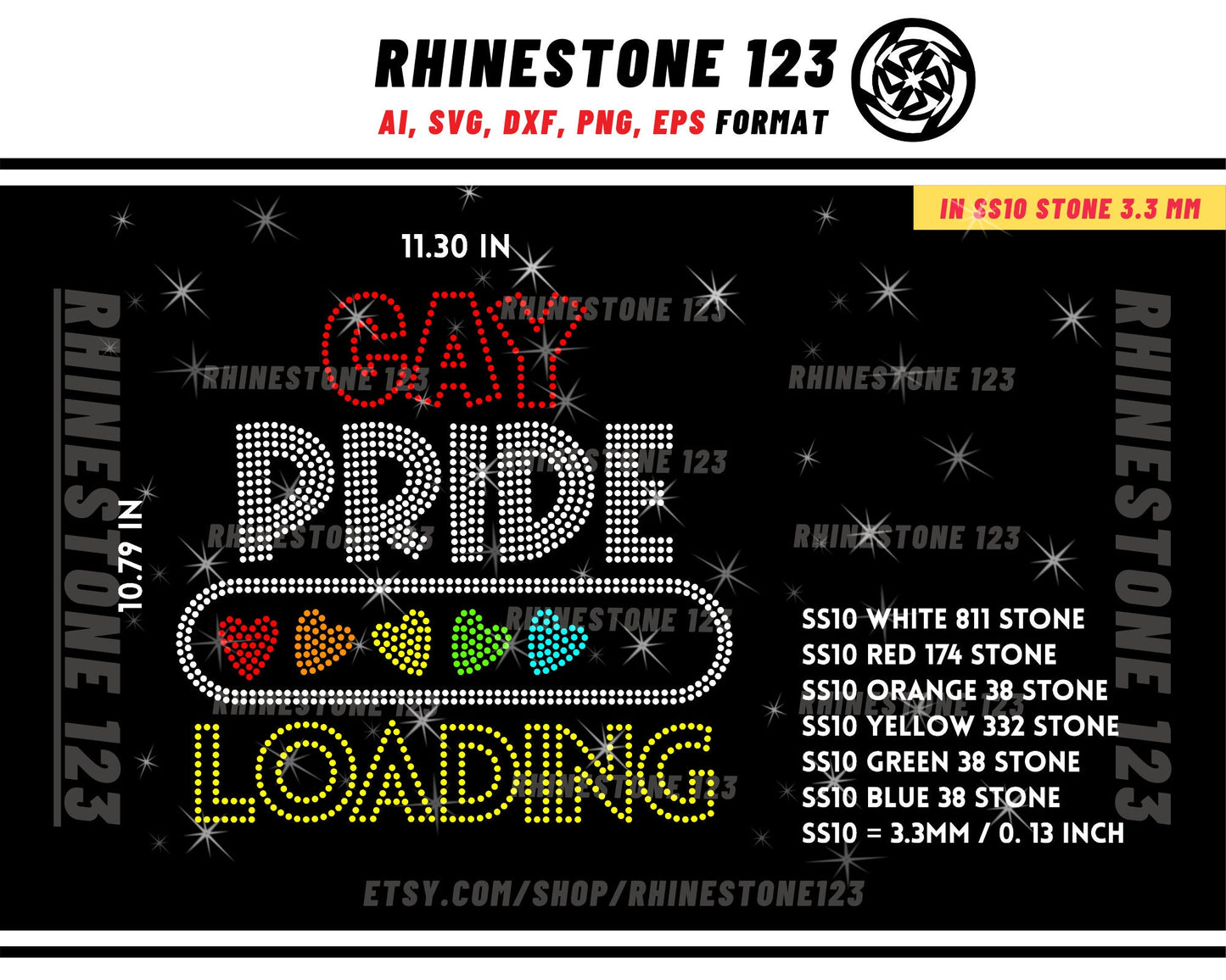 Gay Pride Loading Rhinestone Template for Cricut rhinestone template material rhinestone SS10 Instant Download File svg png cdr dxf eps