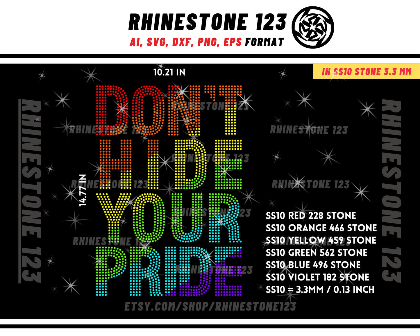 Gay Don't Hide Your Pride Rhinestone Template for Cricut rhinestone template material rhinestone SS10 Instant Download File ai svg png cdr