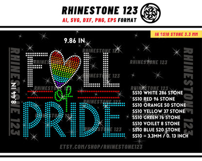 Full Of Pride Rhinestone Template for Cricut rhinestone template material rhinestone SS10 Instant Download File ai svg png cdr dxf eps