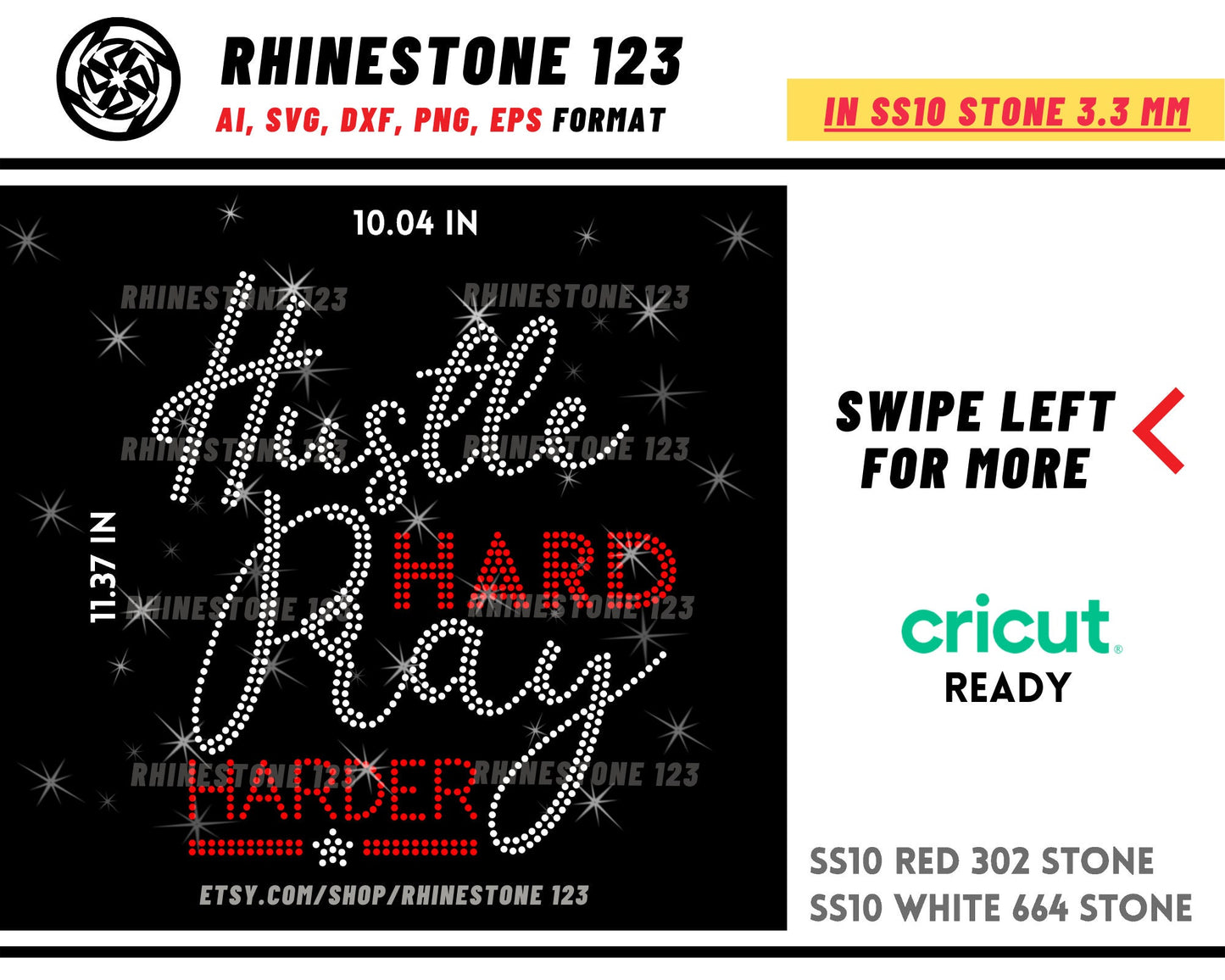 Hustle Hard Stay Hard Rhinestone Template for Cricut rhinestone template material rhinestone SS10 Instant Download File svg eps png dxf ai