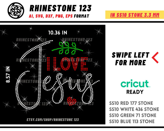 I Love Jesus Rhinestone Template for Cricut rhinestone template material rhinestone SS10 Instant Download File svg eps png dxf ai cdr