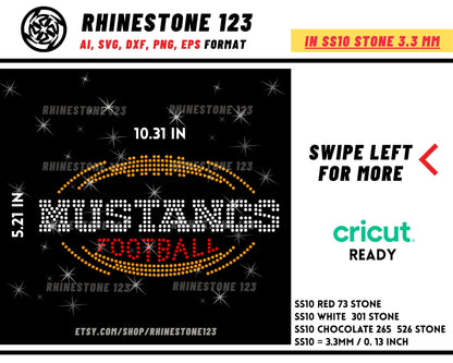 MUSTANGS football Rhinestone Template for Cricut rhinestone template material rhinestone SS10 Instant Download File svg eps png dxf ai cdr