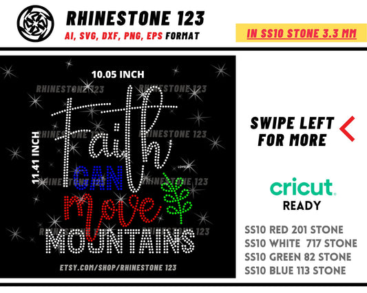 Faith Can Move Mountain Rhinestone Template for Cricut rhinestone template material rhinestone SS10 Instant Download File svg eps png dxf