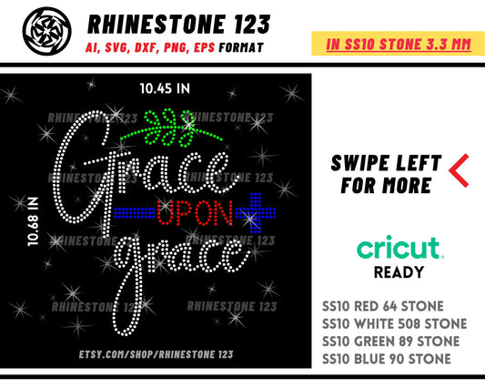 Grace Upon Grace Rhinestone Template for Cricut rhinestone template material rhinestone SS10 Instant Download File svg eps png dxf ai cdr