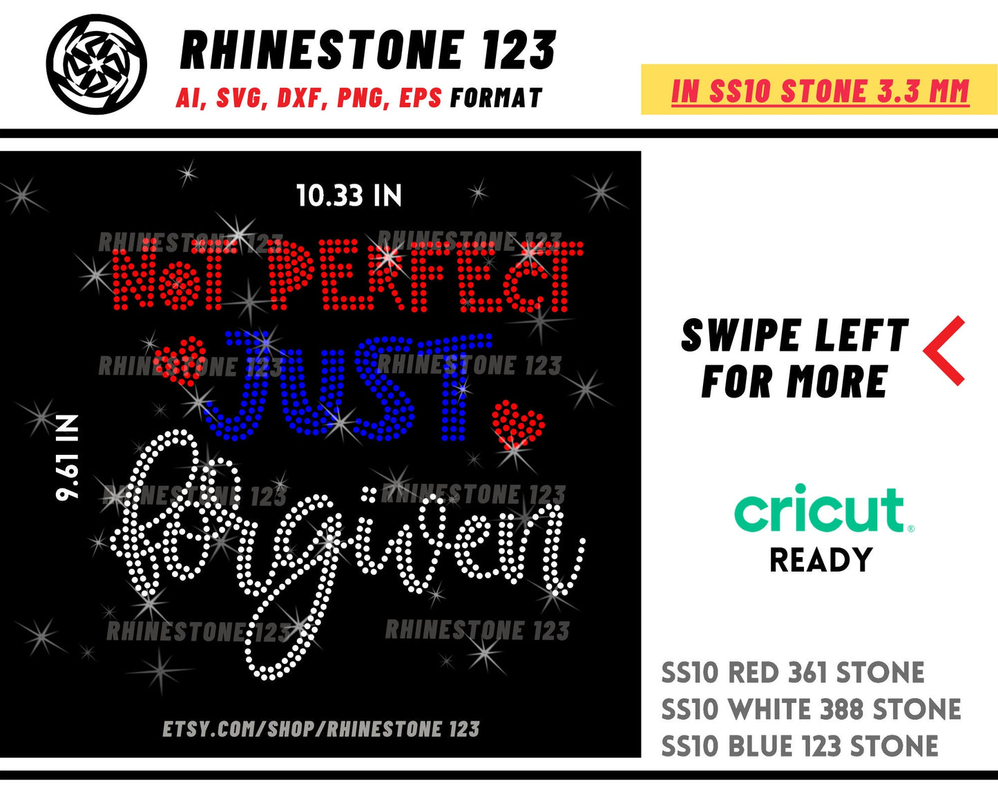 Not Perfect Just Forgiven Rhinestone Template for Cricut rhinestone template material rhinestone SS10 Instant Download File svg eps png dxf