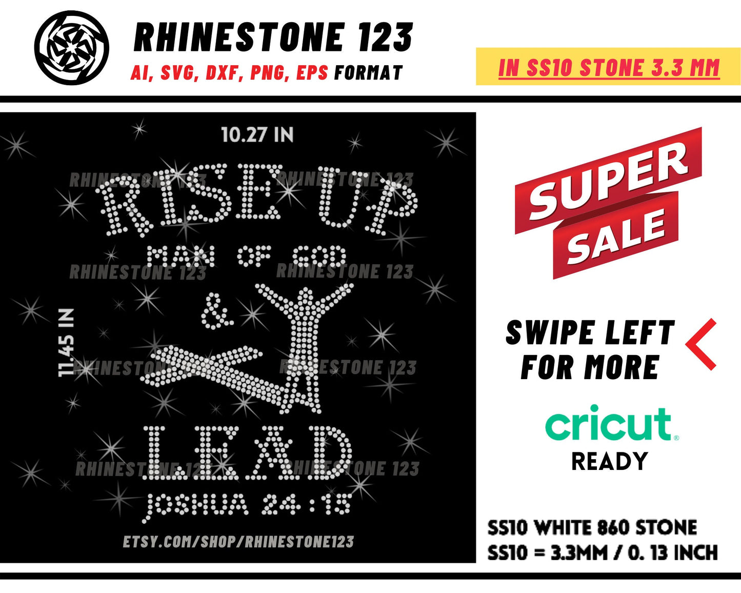 Rise Up and Lead Rhinestone Template for Cricut rhinestone template material rhinestone SS10 Instant Download File svg eps png dxf ai cdr