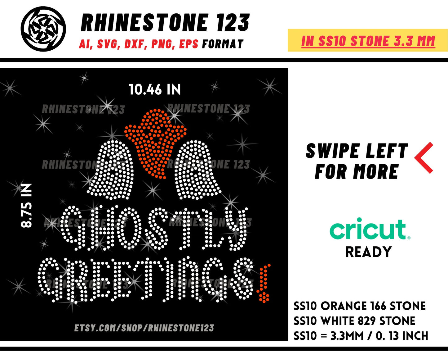 GHOSTLY GREETINGS Rhinestone Template for Cricut rhinestone template material rhinestone SS10 Instant Download File svg eps png dxf ai cdr