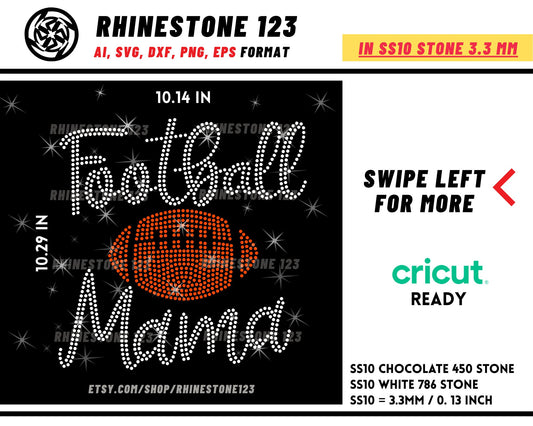 Football Mama Rhinestone Template for Cricut rhinestone template material rhinestone SS10 Instant Download File svg eps png dxf ai cdr