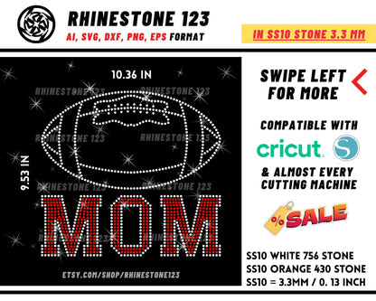 Football Mom Rhinestone Template for Cricut rhinestone template material rhinestone SS10 Instant Download File svg eps png dxf ai cdr