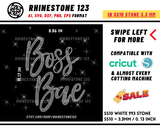 Boss Bae Rhinestone Template for Cricut rhinestone template material rhinestone SS10 Instant Download File svg eps png dxf ai cdr