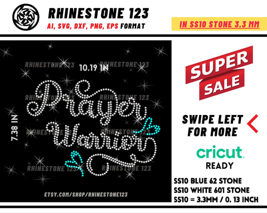 Prayer warrior Rhinestone Template for Cricut rhinestone template material rhinestone SS10 Instant Download File svg eps png dxf ai cdr