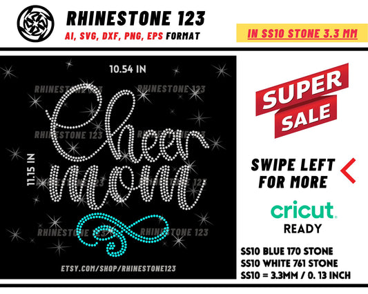 Cheer mom Rhinestone Template for Cricut rhinestone template material rhinestone SS10 Instant Download File svg eps png dxf ai cdr